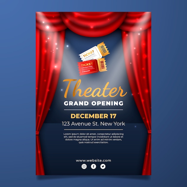 Free vector theatre show vertical poster template