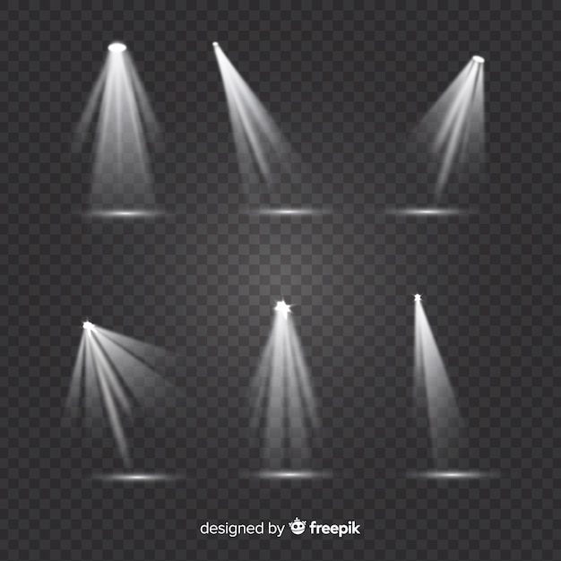 Theatre spotlight collection with transparent background