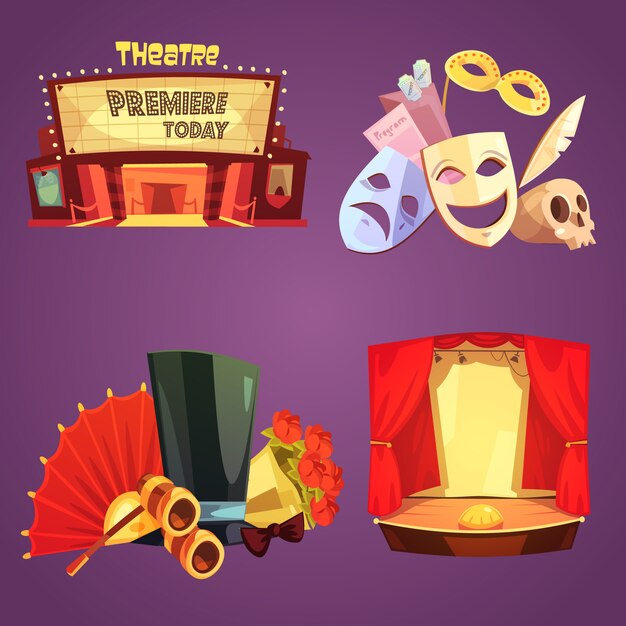 Theatre stage decorations card set