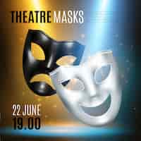 Free vector theatrical masks announcement composition