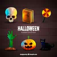 Free vector thematic halloween collection of realistic attributes