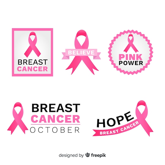 Free Vector thematic pink ribbons for breast cancer awarness
