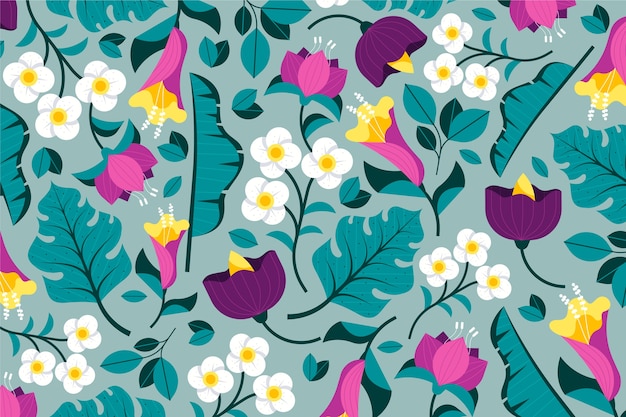 Free vector theme of colorful exotic floral background