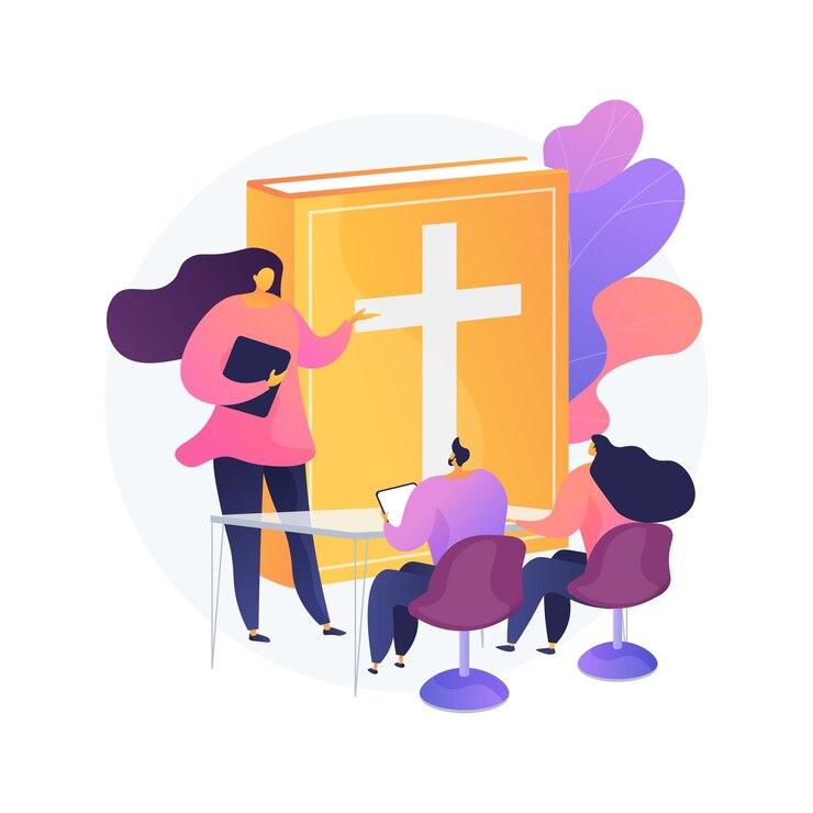 Free Vector theological lectures abstract concept   illustration. online religious lectures, studies course, christian thinkers, divinity school, doctrine of god, church fathers  