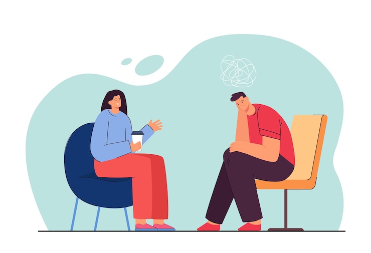 Free Vector therapist or friend talking to sad man