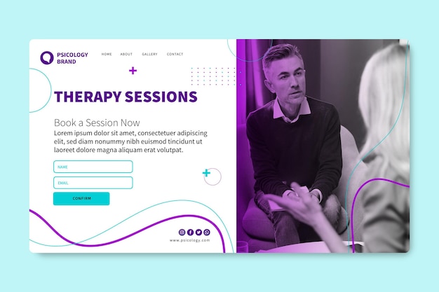 Free vector therapy sessions landing page template