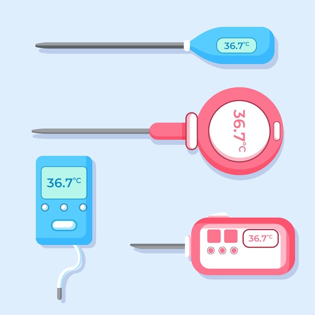 フラットデザインの温度計タイプ