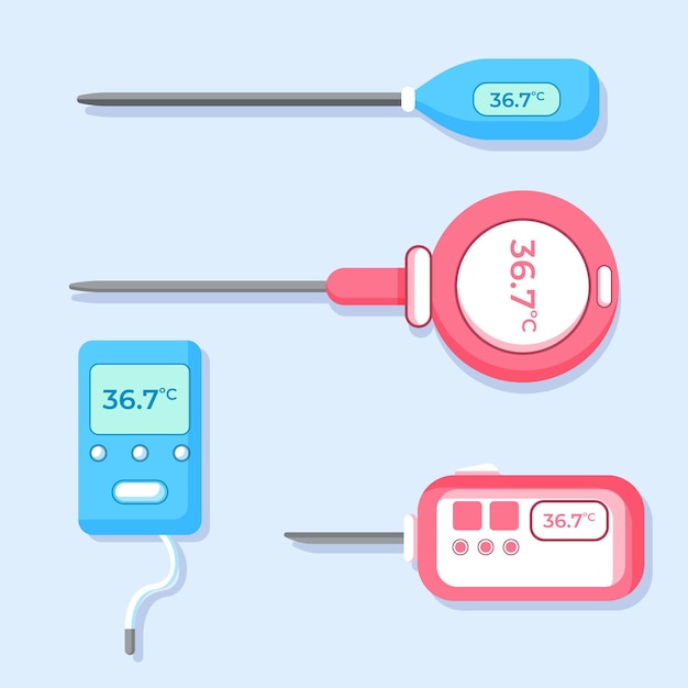 無料ベクター フラットデザインの温度計タイプ