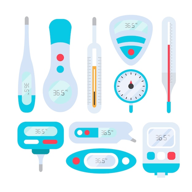 무료 벡터 평면 디자인의 온도계 유형