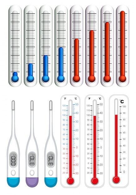 Vettore gratuito termometri su diverse scale