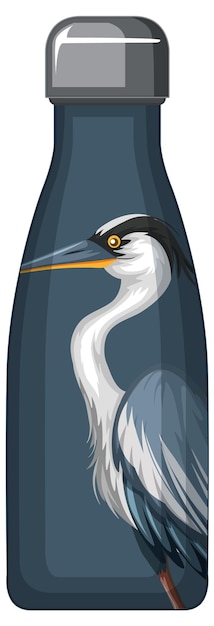 Free vector a thermos bottle with blue pelican pattern