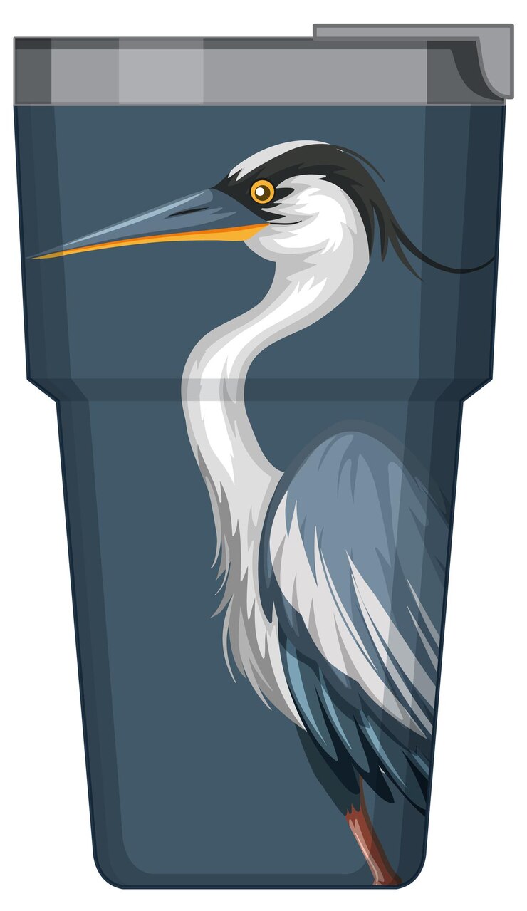 Free Vector a thermos flask with blue pelican pattern