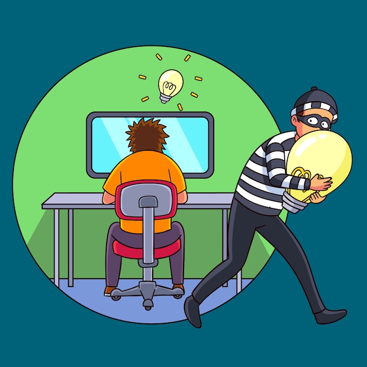 Free Vector thief stealing ideas from someone