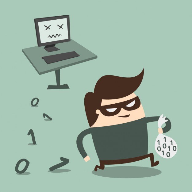 Free Vector thief stealing information from the computer