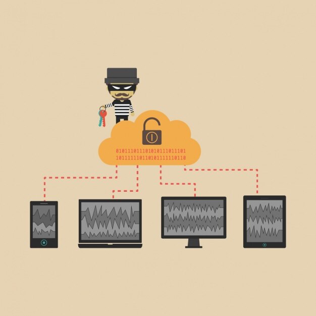 Free Vector thief stealing the information from de devices