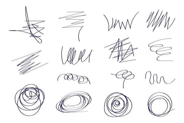 Free vector thin dark blue scribbles set