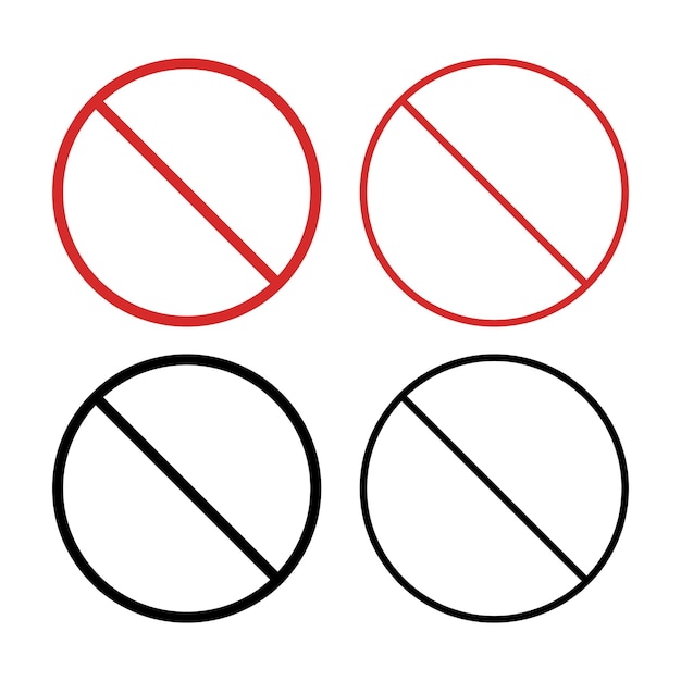 Free Vector thin no signs black and red