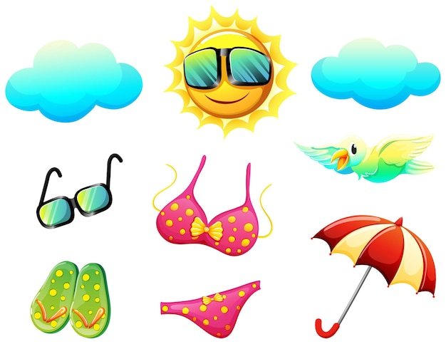 Free vector things found during summer
