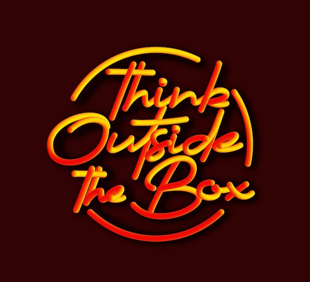 Think outside the box calligraphic 3d pipe style text vector illustration design