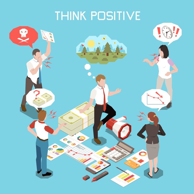Free Vector think positive isometric illustration