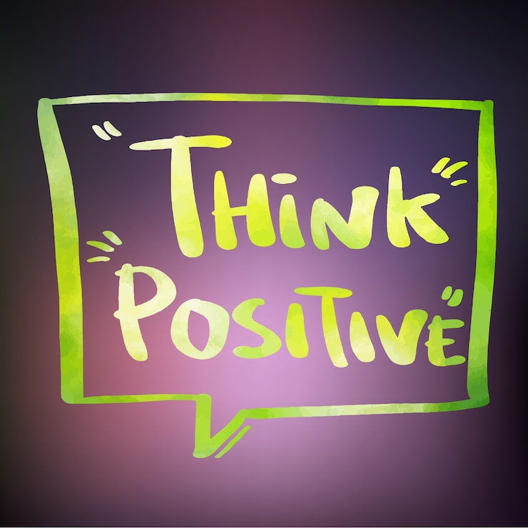 Free Vector think positive watercolor quote