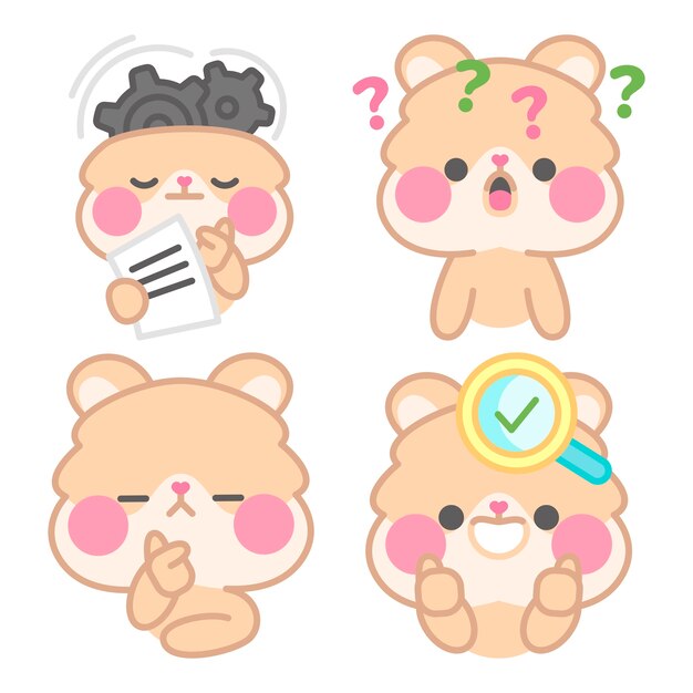 Thinking stickers collection with kimchi the hamster