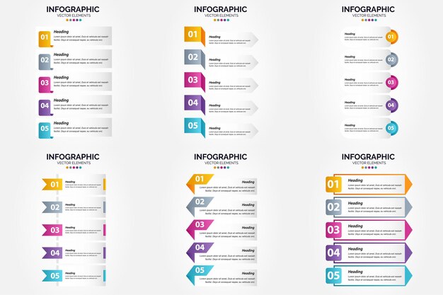 무료 벡터 이 벡터 일러스트레이션 세트는 브로셔 전단지 및 잡지 광고용 인포그래픽을 만드는 데 적합합니다.