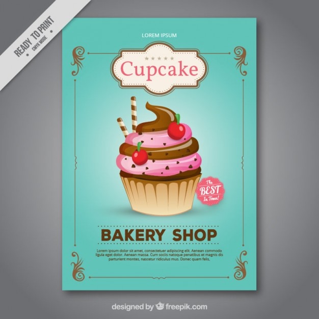 Free vector thorough cupcake bakery shop flyer