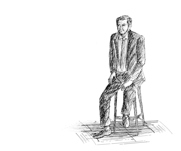 Free vector thoughtful young businessman sitting on office chair