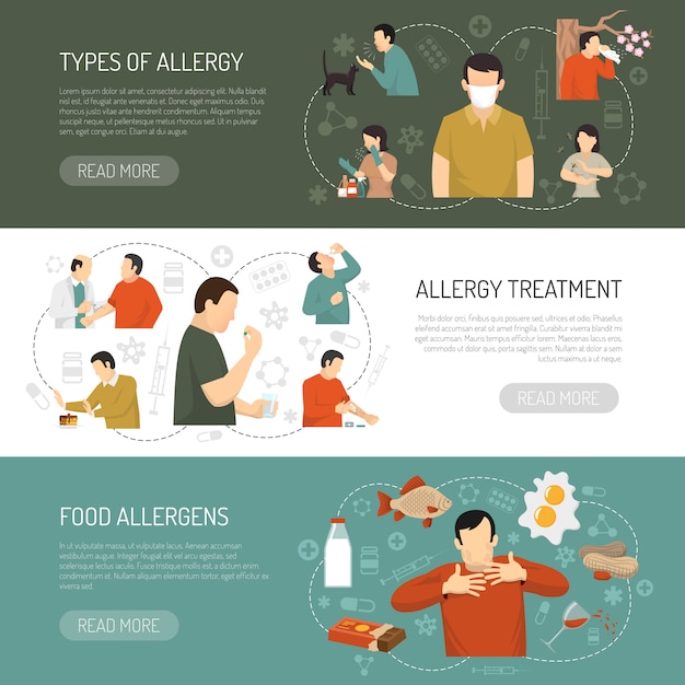 Free vector three allergy banner set