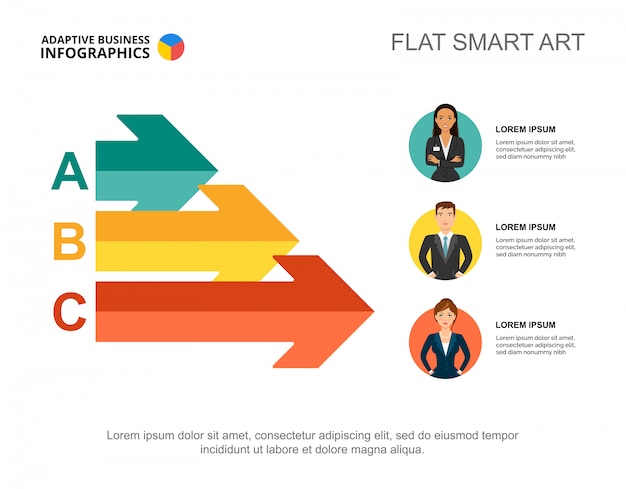 Free vector three arrows process chart template for presentation. business data visualization.