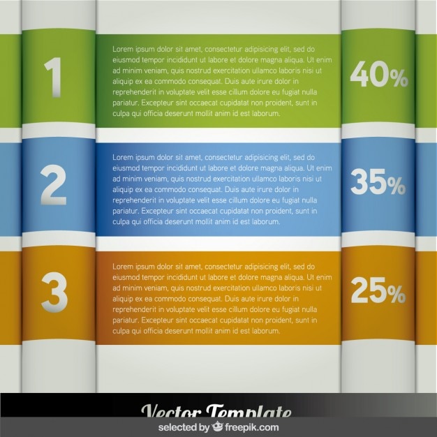 Three banner infographic steps with percent – Free Vector Templates