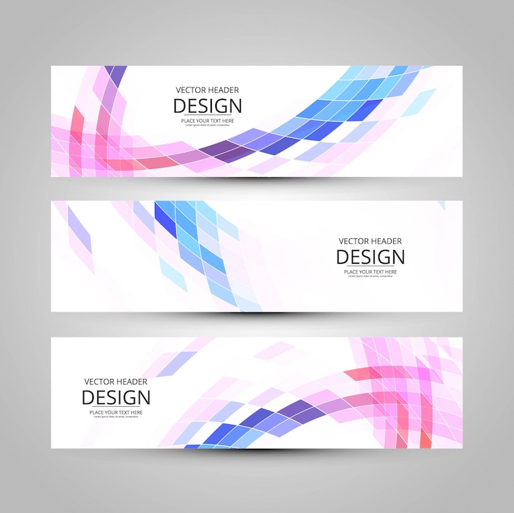Free Vector three banners, futuristic style
