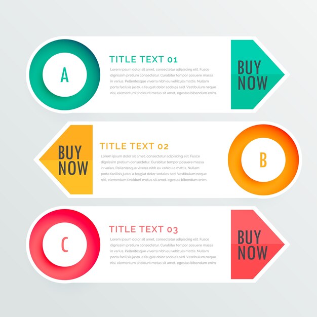 Three banners for infographic options