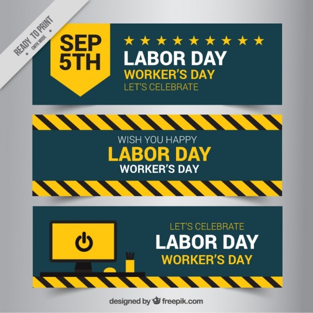 Free vector three banners of labor day