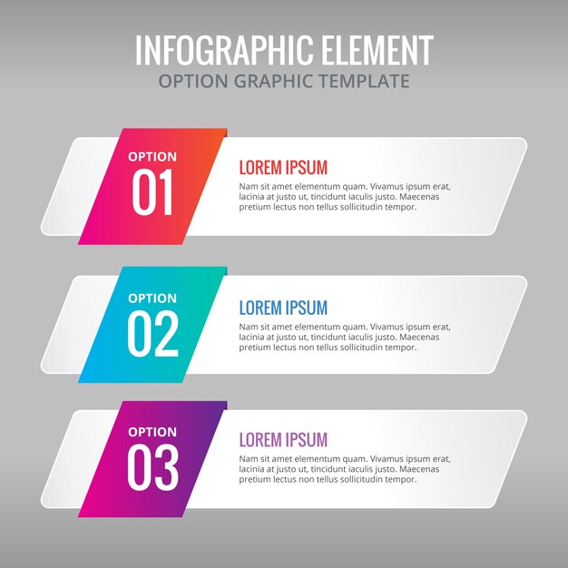 three banners with colors for infographics