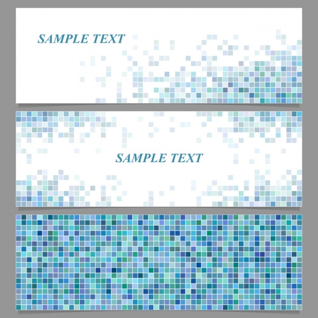 Free vector three banners with dark blue pixels