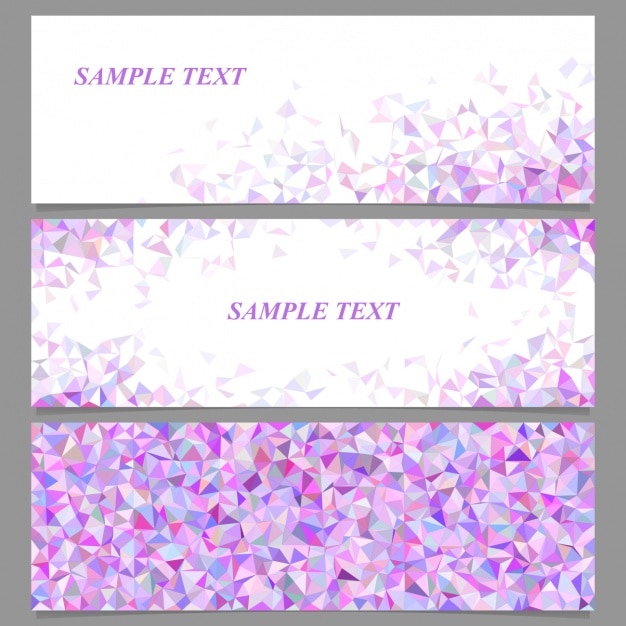 Free vector three banners with purple polygons