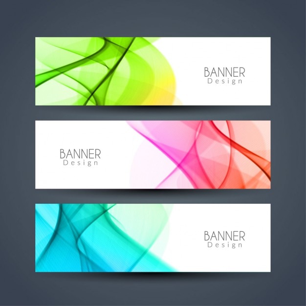 Free vector three banners with wavy shapes