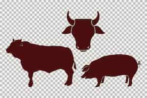 Free vector three bbq grill set animals