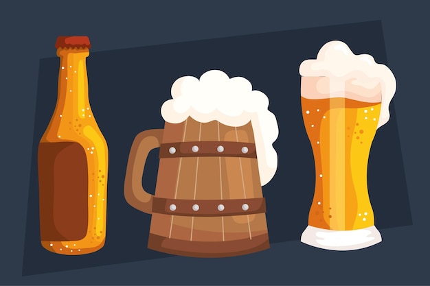 Free vector three beers containers