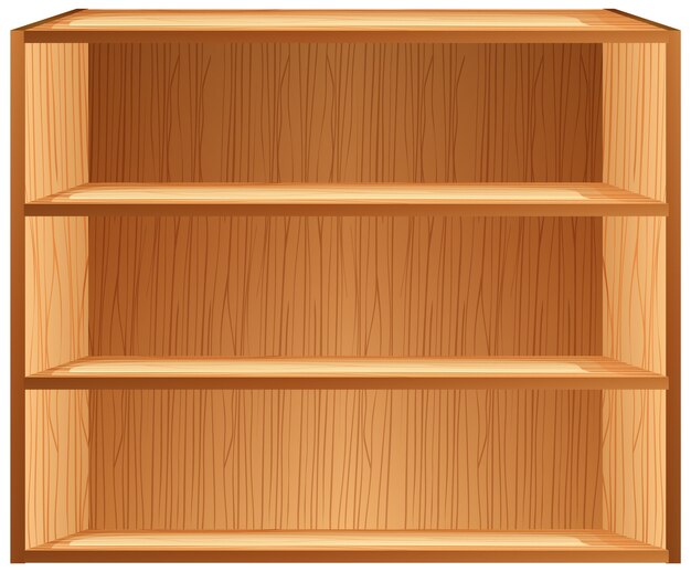 Three blank shelves in cartoon style isolated on white background