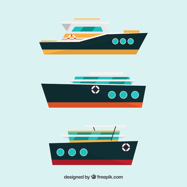 Free vector three boats in flat design