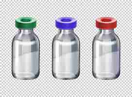 Free vector three bottles with different color caps illustration