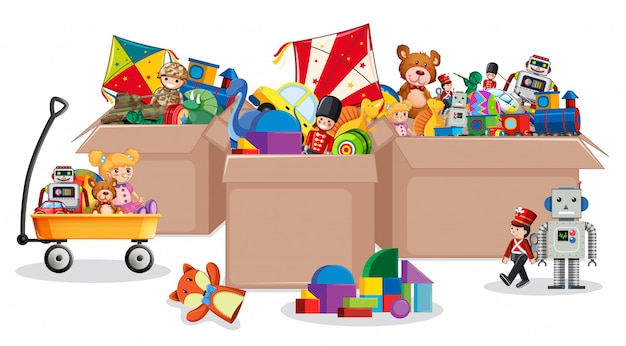 Three boxes full of toys