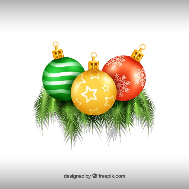 Three christmas balls background