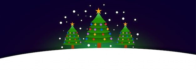 Three christmas tree banner with text space