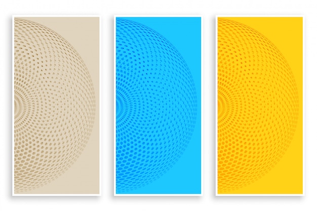 Три цветные круглые полутоновые баннеры