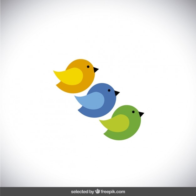 Free vector three colorful birds