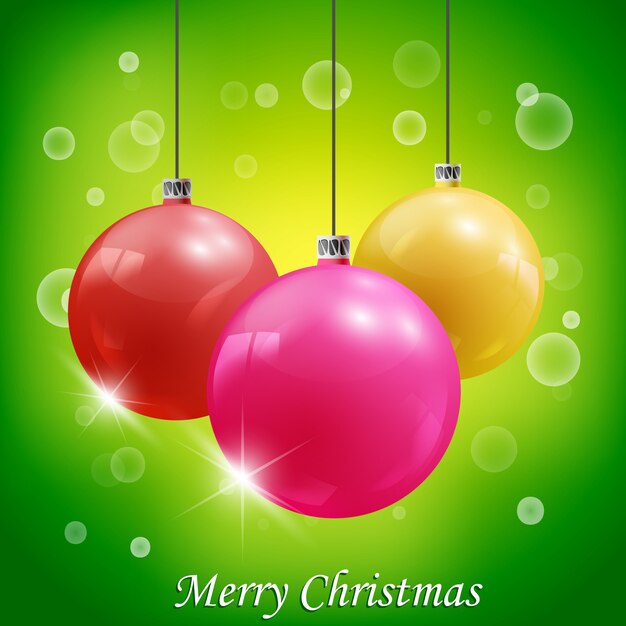 밝은 그림에 3 개의 다채로운 현실적인 크리스마스 장식 공